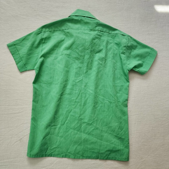 Vintage 70s Green Buttondown Shirt kids 10 - Picture 7 of 7